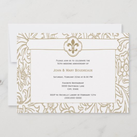 Elegant Gold Fleur de Lis Event Invitations Kaart (Voorkant)