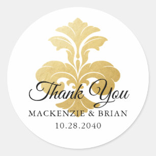 Elegant Gold Fleur de Lis Hartelijk dank Ronde Sticker