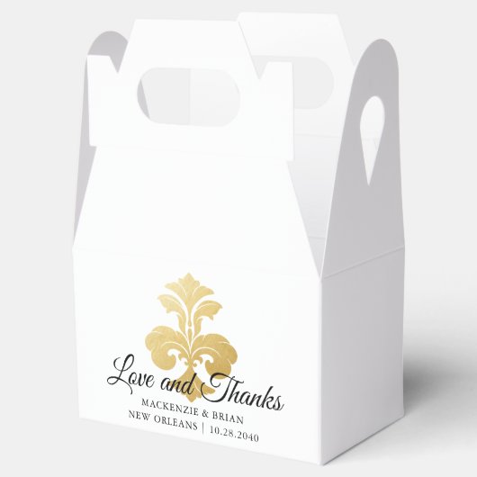 Elegant Gold Fleur de Lis Love Bedankt Wedding Bedankdoosjes (Geopend)