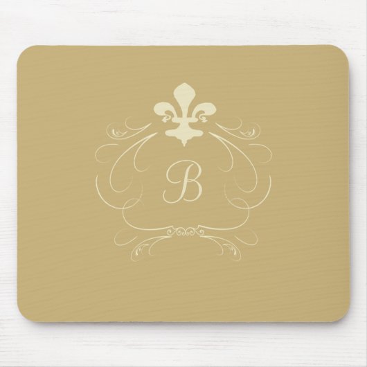 Elegant Gold Fleur de Lis Monogram Muismat (Voorkant)
