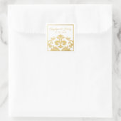 Elegant Gold Fleur de Lis Wedding Vierkante Sticker (Tas)