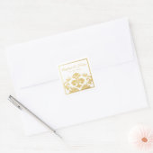 Elegant Gold Fleur de Lis Wedding Vierkante Sticker (Envelop)