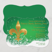 Elegant Gold Fleur Green Holiday Uitnodiging (Voorkant / Achterkant)