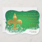 Elegant Gold Fleur Green Holiday Uitnodiging (Voorkant)