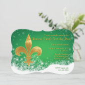 Elegant Gold Fleur Green Holiday Uitnodiging (Staand voorkant)