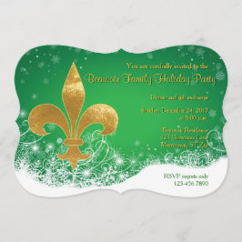Elegant Gold Fleur Green Holiday Uitnodiging