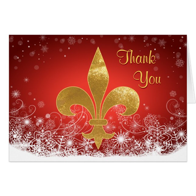 Elegant Gold Fleur Red Holiday Hartelijk dank (Voorkant Horizontaal)