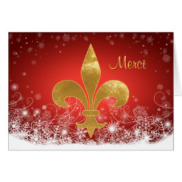Elegant Gold Fleur Red Holiday "Merci" Hartelijk d