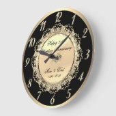 Elegant Gold Floral 25th Wedding Jubileum Grote Klok (Hoek)