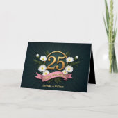 Elegant Gold Floral 25th Wedding Jubileum Kaart (Voorkant)