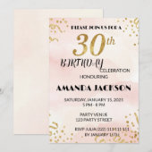 Elegant Gold Floral 30th Birthday Invitation Kaart (Voorkant / Achterkant)