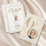 Elegant Gold Floral 60th Birthday Photo Kaart<br><div class="desc">Elegant gold floral 60th birthday photo design featuring a soft botanical pattern,  script lettering,  and a custom portrait area. Perfect for celebrating a milestone with a personalized touch,  adding sophistication and memorable style to your special event.

N.B. The Text color is a cream gold,  not foil.</div>