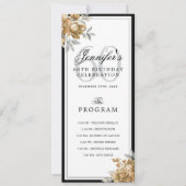 Elegant Gold Floral 60th Birthday Program Menu Kaart (Voorkant)