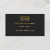 Elegant Gold Floral - Aangepast monogram zwart Visitekaartje (Achterkant)