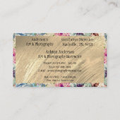 Elegant Gold Floral Abstracte Waterverf Rustic Visitekaartje (Achterkant)