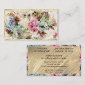 Elegant Gold Floral Abstracte Waterverf Rustic Visitekaartje (Voorkant / Achterkant)