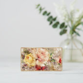 Elegant Gold Floral Abstracte Waterverf Rustic Visitekaartje (Staand voorkant)
