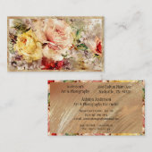 Elegant Gold Floral Abstracte Waterverf Rustic Visitekaartje (Voorkant / Achterkant)