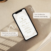 Elegant Gold Floral Baptism Invitation Kaart