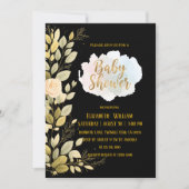 Elegant Gold Floral Botanical Baby Shower  Kaart (Voorkant)