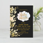 Elegant Gold Floral Botanical Baby Shower  Kaart (Staand voorkant)