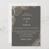 Elegant Gold Floral Botanical Wedding Kaart (Voorkant)