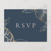 Elegant Gold Floral Botanical Wedding RSVP Uitnodiging Briefkaart (Voorkant)