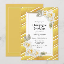 Elegant Gold Floral Bridal Champagne Breakfast