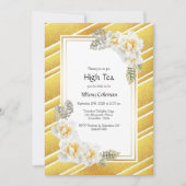 Elegant Gold Floral Bridal High Tea Kaart (Voorkant)