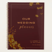 Elegant Gold Floral Burgundy Wedding Planner (Voorkant)
