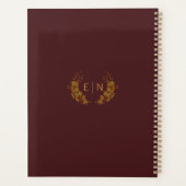 Elegant Gold Floral Burgundy Wedding Planner (Achterkant)