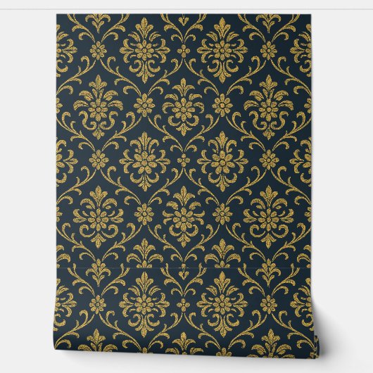 Elegant Gold Floral Damask Behang (Afrollen)