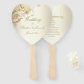 Elegant Gold Floral Damask Elegant Script Wedding Handwaaier (Voorkant en achterkant)