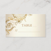 Elegant Gold Floral Damask Monogram Ivory Wedding Plaatskaartje (Voorkant)