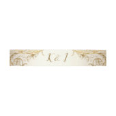 Elegant Gold Floral Damask Script Monogram Weddens Uitnodigingen Wikkel (Vlak)