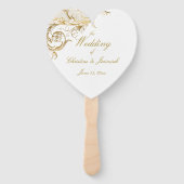 Elegant Gold Floral Damask Script White Wedding Handwaaier (Voorkant)