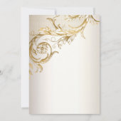 Elegant Gold Floral Damask Shiny Champagne Wedding Kaart (Achterkant)