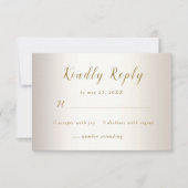 Elegant Gold Floral Damask Shiny Champagne Wedding RSVP Kaartje (Voorkant)