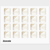 Elegant Gold Floral Damask Shiny Champagne Wedding Vierkante Sticker (Vel)