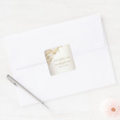 Elegant Gold Floral Damask Shiny Champagne Wedding Vierkante Sticker (Envelop)