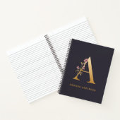 Elegant Gold Floral een monogram afbeelding op maa Notitieboek (Binnen)