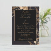 Elegant Gold Floral Faux Metal Wedding Kaart (Staand voorkant)