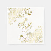 Elegant Gold Floral Filigree Simple Chic Wedding Servet (Voorkant)