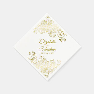 Elegant Gold Floral Filigree Simple Chic Wedding Servet
