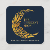 Elegant Gold Floral Garden Crescent Moon Vierkante Visitekaartje (Voorkant)