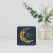 Elegant Gold Floral Garden Crescent Moon Vierkante Visitekaartje (Staand voorkant)