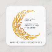 Elegant Gold Floral Garden Crescent Moon Vierkante Visitekaartje (Achterkant)