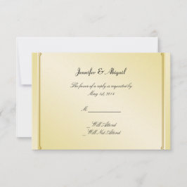 Elegant Gold Floral Gay Wedding Response Card RSVP Kaartje