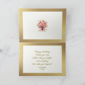 Elegant Gold Floral Glitter Personalized Birthday Kaart (Binnen)