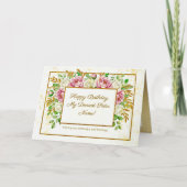 Elegant Gold Floral Glitter Personalized Birthday Kaart (Voorkant)